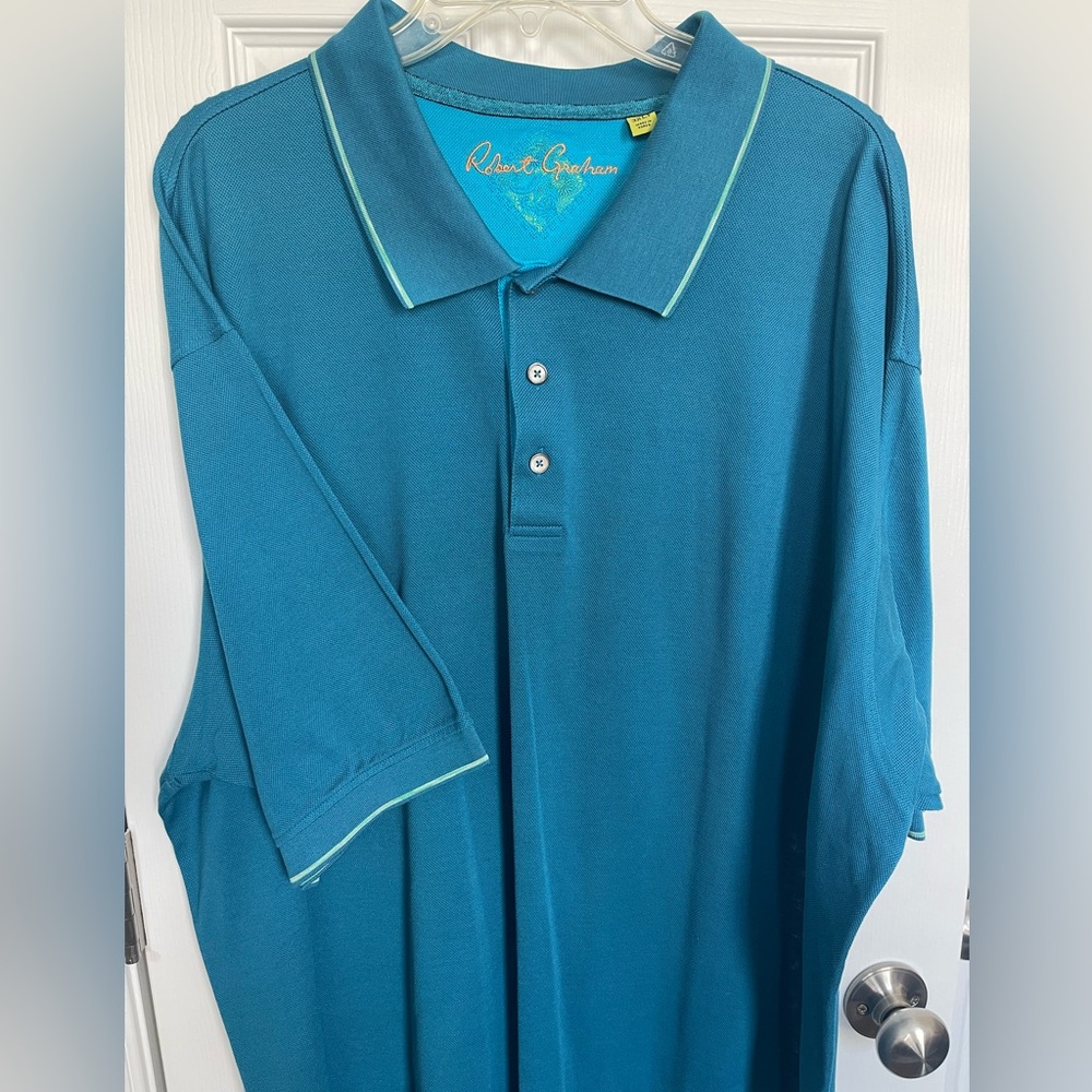 Robert Graham Blue Polo Shirt with White Trim
